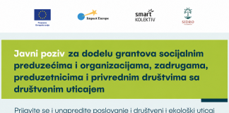 Javni poziv za dodelu grantova socijalnim organizacijama, zadrugama, preduzetnicima i privrednim društvima